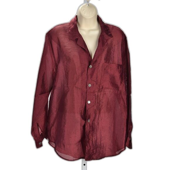 Chico's Design Cranberry Chiffon Tunic Blouse Size 1 (US 8) - Picture 1 of 4